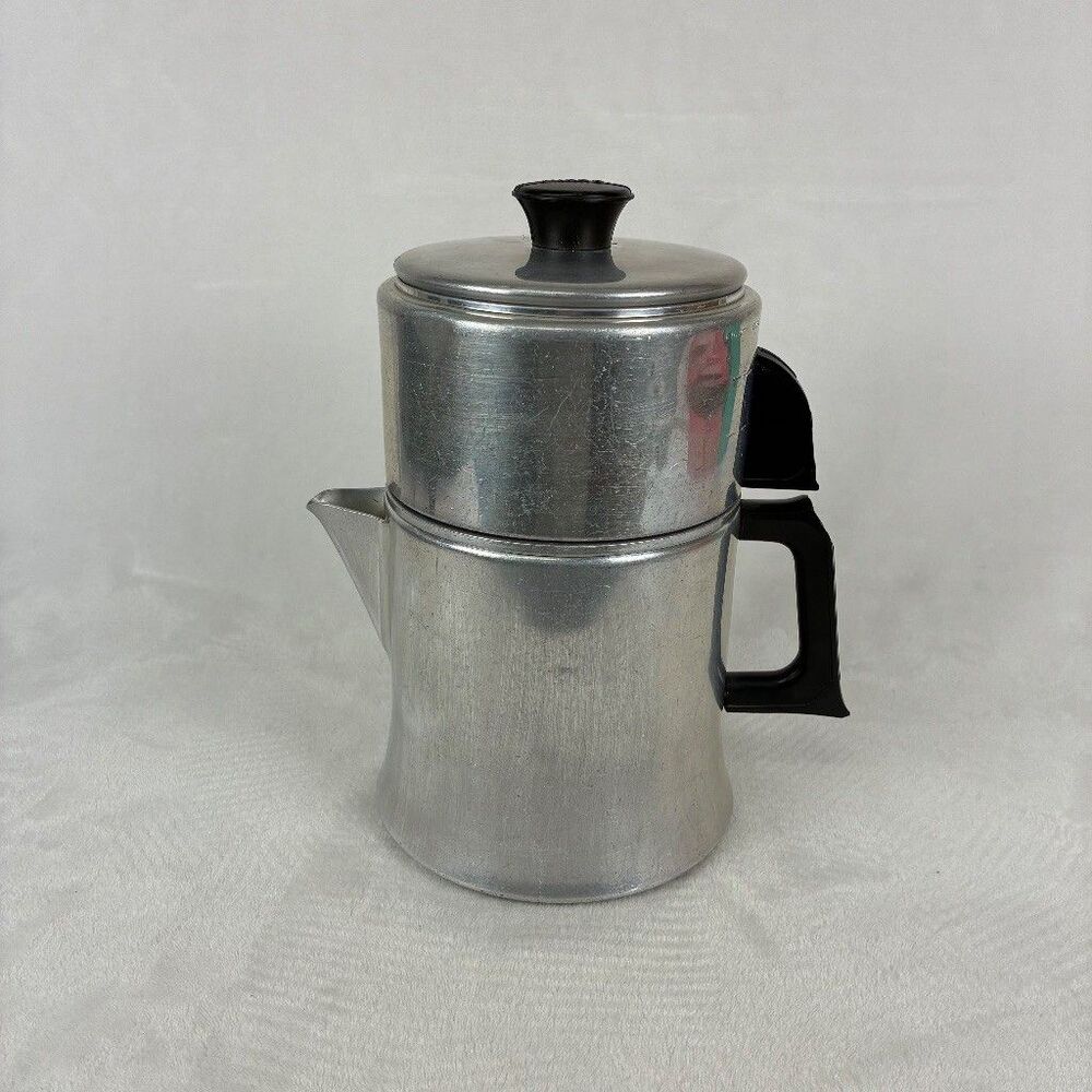 Vintage Mirro Aluminum 8 Cup Drip Coffee Maker Pot USA Camping Percolator Retro